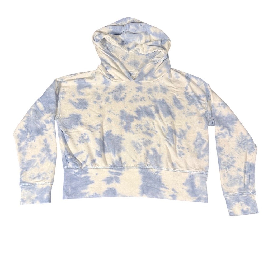 OFFLINE by Aerie Blue White Tie Dye Fleece Cropped Hoodie Women Size Medium